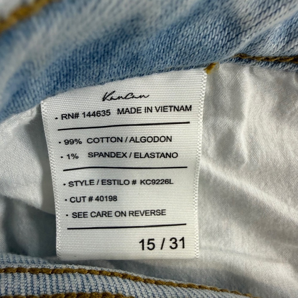 KanCan Mom Jeans Light Wash Distressed High Waist Tapered Leg Size 15/31 NEW - Picture 9 of 12